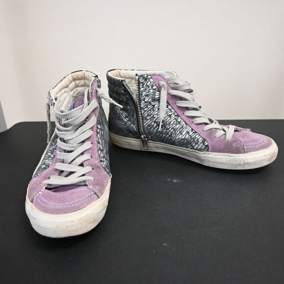GOLDEN GOOSE Slide Purple Suede Metallic High-Top Sneakers Size 39 - Picture 12 of 12